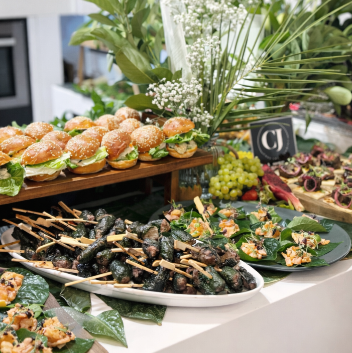 Sliders, betel leaf bites and grazing spread by Chef Jay Catering